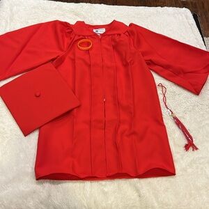Childs Red Graduation Gown and Cap Set size 30